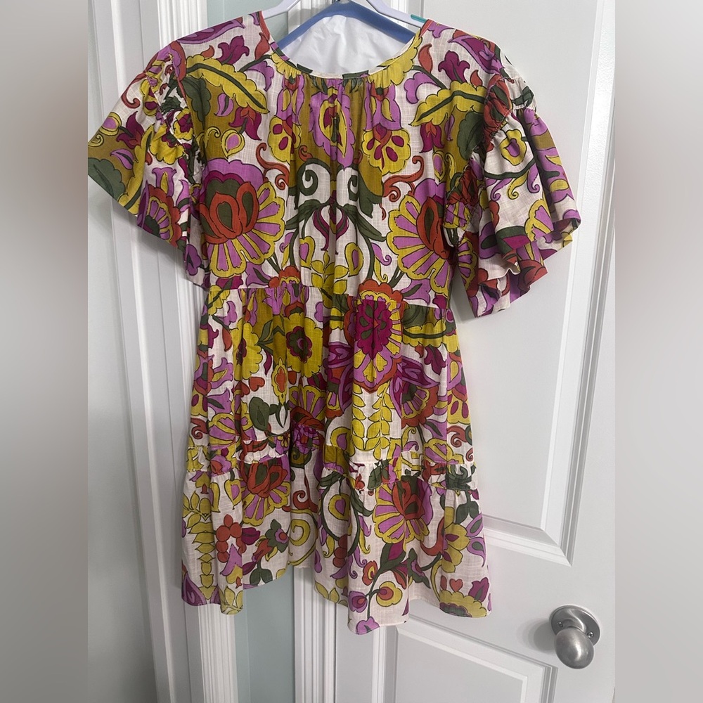Misa Los Angeles Floral Mini Dress in Pink, Yellow, Green